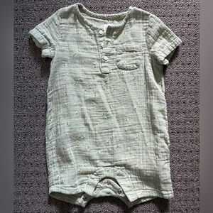 GAP Light Green Button-Up Kids Romper